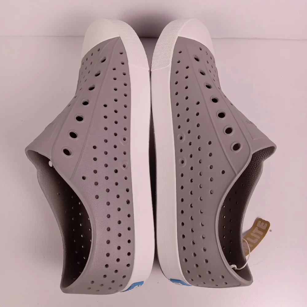 Native Jefferson Shoes Womens 11 Mens 9 Pigeon Grey Shell White Unisex Slip On